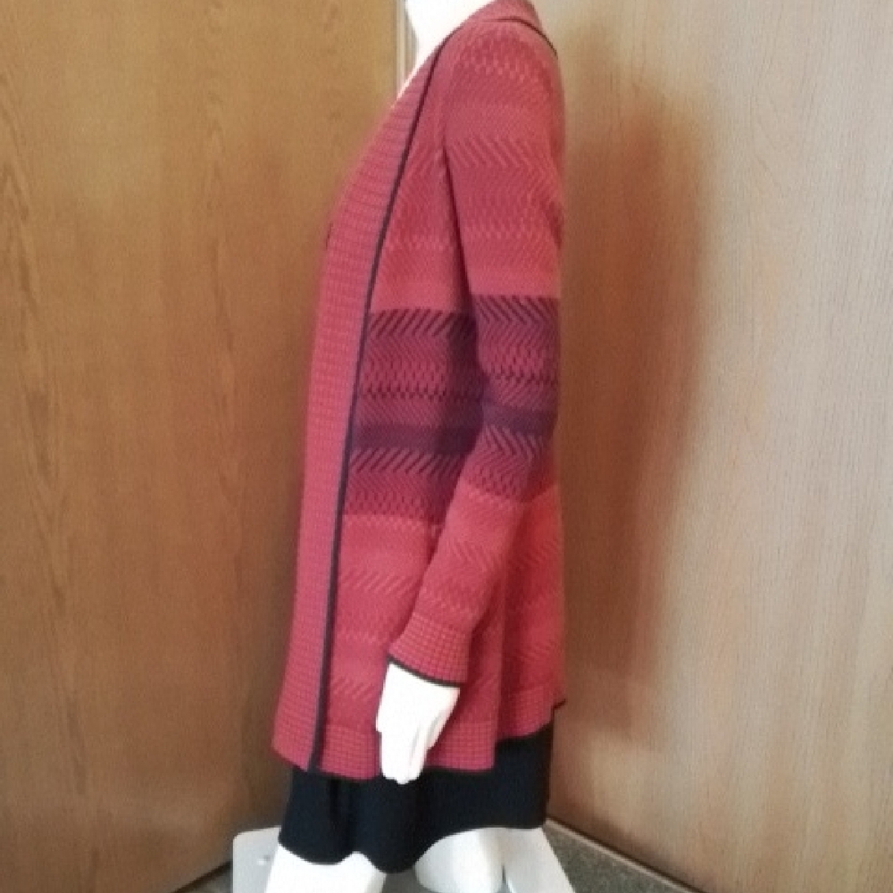 CAbi Women's Navy and Rusty-Red Open Front Cardi, Size XS. Cozy!